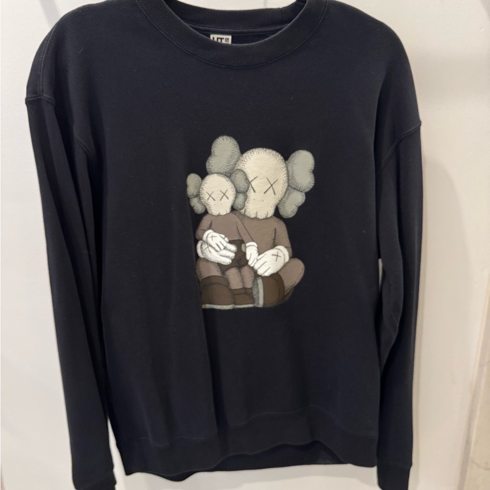 Uniqlo Black Crewneck Sweater with KAWS Design